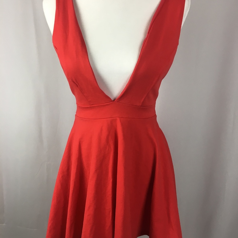 Lulu’s deep v-neck skater fit and flare dress